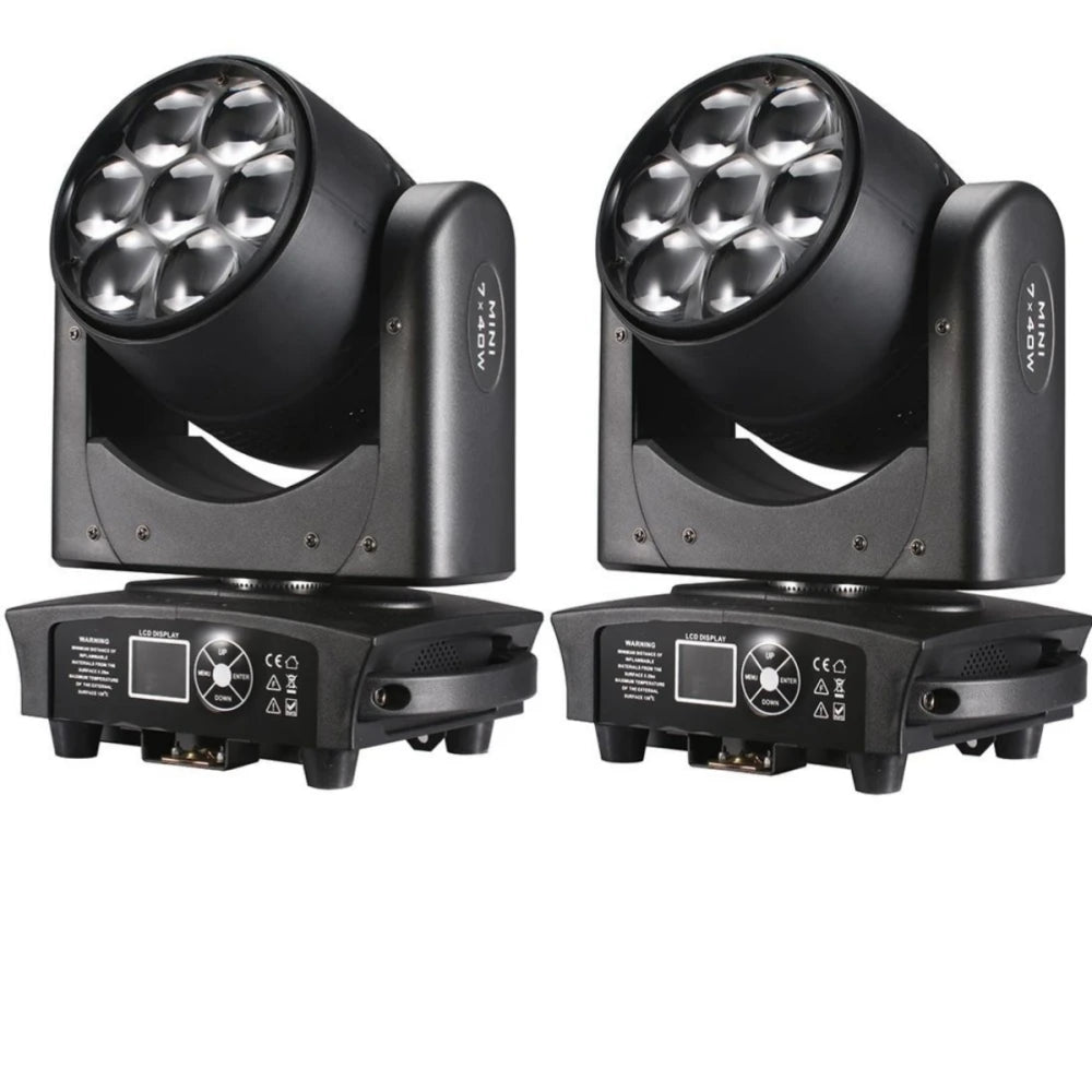 2PCS Lyre Sharpy LED Beam + Wash Mobile Lighting Equipment, DMX for NightClub, Dj Chang Party, Bar, 4 in1, Zoom, RGBW, 7x40W