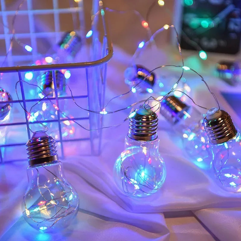 LED Solar Bulb Lights Waterproof Outdoors Garden Fairy Lights Garland Christmas Wedding Party Ornament Light String