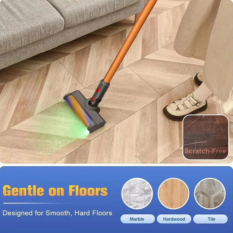 For Dyson V7 V8 V10 V11 V15 Vacuum Cleaner Floor Nozzle Brush Head with LED, Illuminates Hidden Dust and Good for Hard Floors