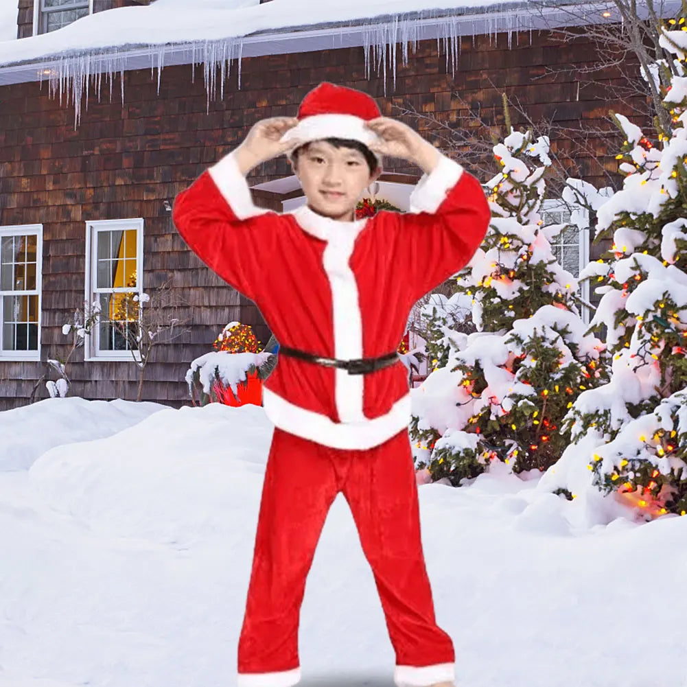 Christmas Kids Santa Claus Costume Lovely Children Santa Suit Cute Santa Claus Cosplay Clothes Xmas Festival Outfit