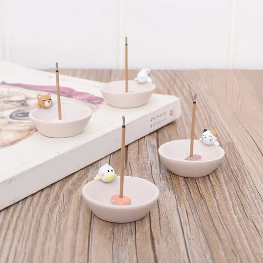 Cartoon Animal Incense Seat Small Incense Burner Incense Indoor Home Office Ornaments Animal Theme Cat Incense Stick Holder