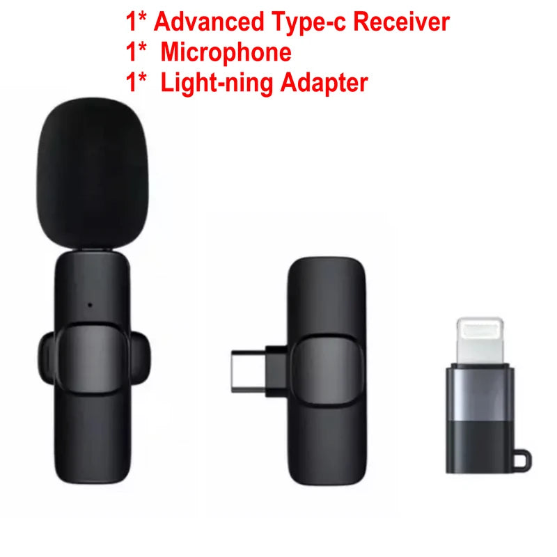 Wireless Lavalier Microphone Portable Audio Video Recording Mic For IPhone Android Mobile Phone Live Broadcast Game Microfonoe