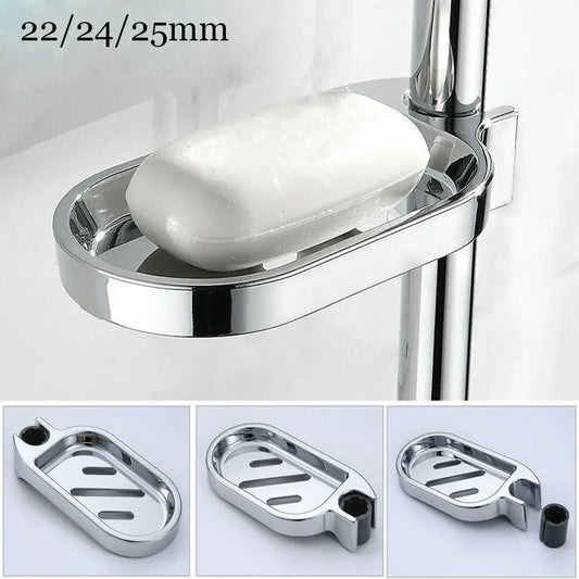 Adjustable Rail Slide Soap Holder for 22 24 25 Mm Dia Rod ABS Silver Bathroom Shower Soap Dish Home Bathroom Accessories