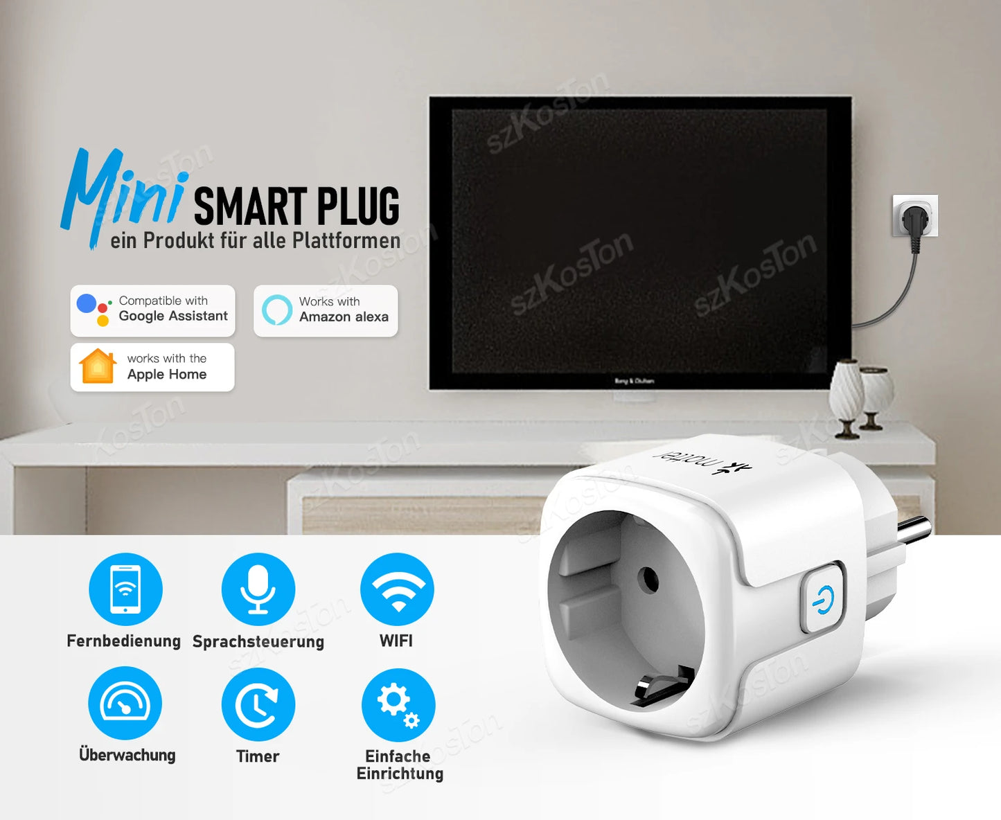 Matter WiFi Smart 16A/20A Plug EU Smart Socket Power Outlet Home Appliance for HomeKit SmartThings Works with Siri Alexa