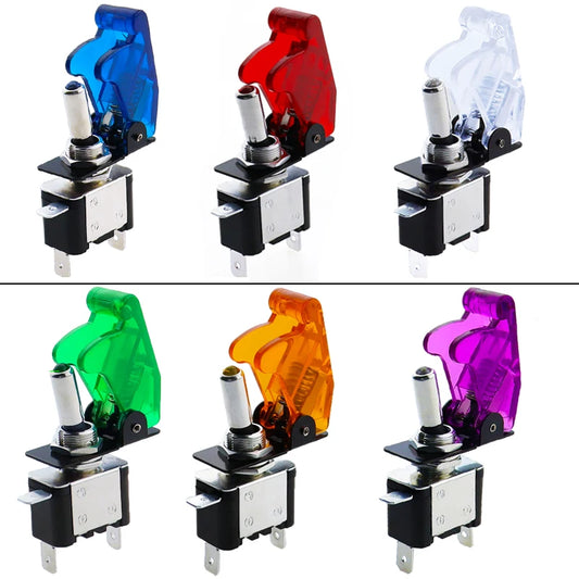 1set Auto Car Boat Truck ASW-07D Led Toggle Switch With Safety Aircraft Flip Up Cover  Red Blue Green Yellow White 12V20A