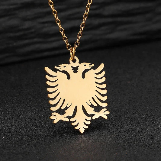 Stainless Steel Necklaces Albania Eagle Pendant Coat of Arms Double Headed Eagle Choker Male Chain Necklace For Women Jewelry