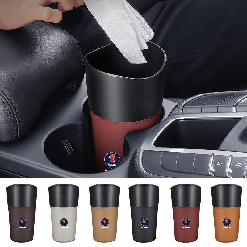 Car Trash Bin Console Rubbish Cans Storage Phone Holder Garbage Box For SAAB 9-3 9-5 93 9000 900 9-7 600 99 9-X 97X Turbo GT750