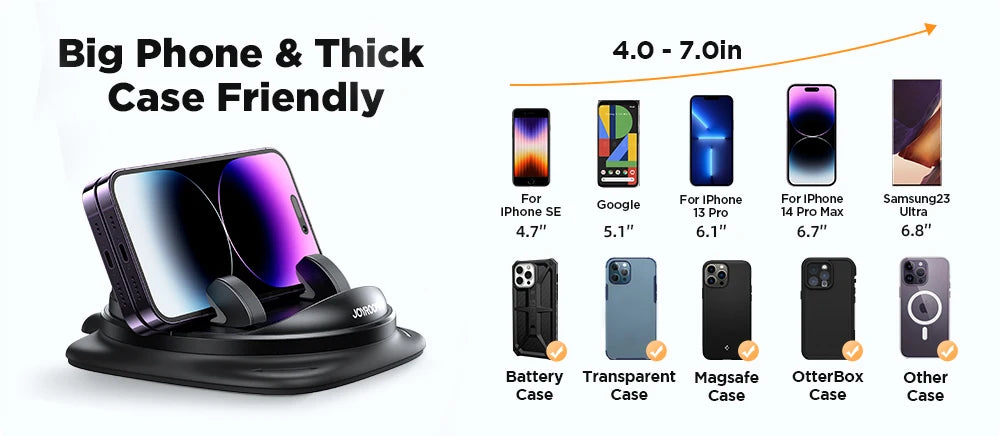 Joyroom Universal Dashboard Car Phone Holder Upgraded Reusable Silicone Phone Mount for Car Dash Anti-Slip Pad Mat Phone Holder