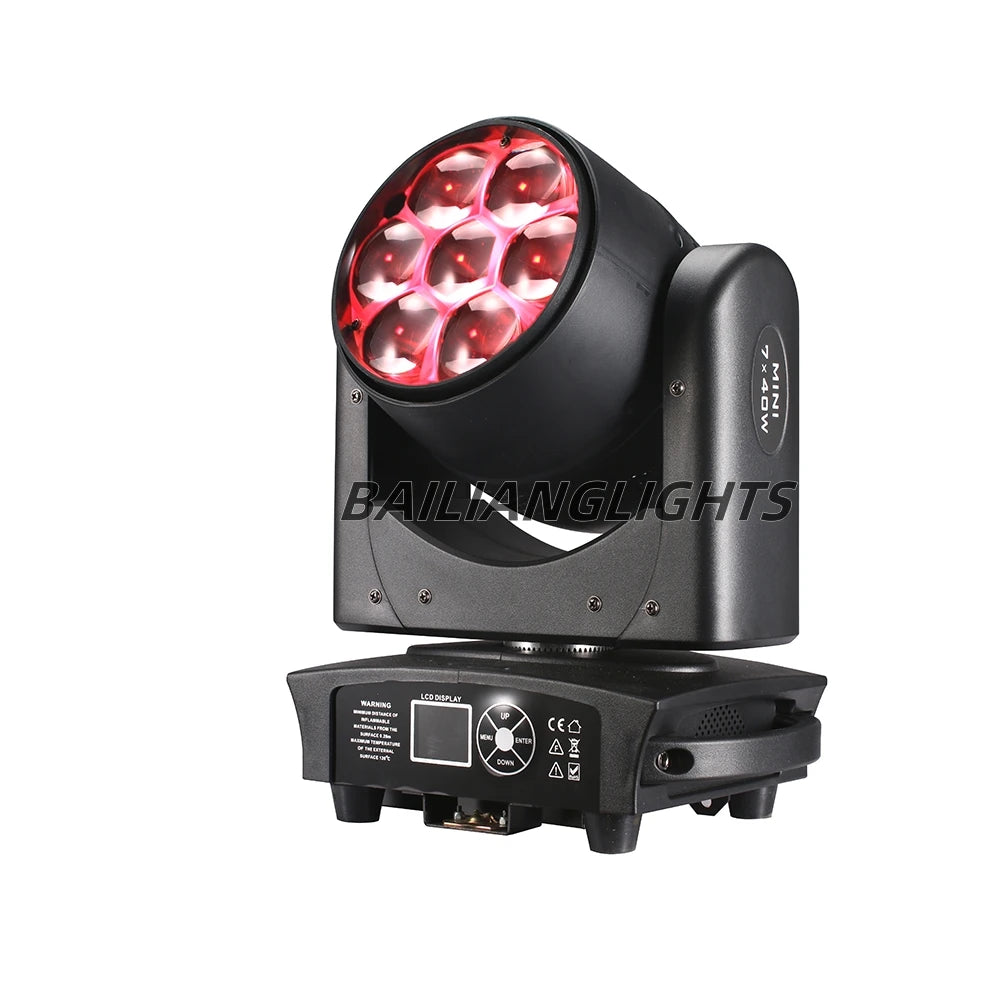 2PCS Lyre Sharpy LED Beam + Wash Mobile Lighting Equipment, DMX for NightClub, Dj Chang Party, Bar, 4 in1, Zoom, RGBW, 7x40W