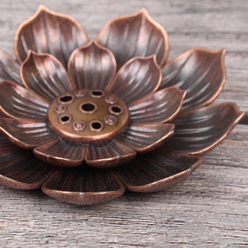 Alloy Incense Burner Stick Holder Buddhism Lotus Line Incense Plate Sandalwood Coil Base Temples Yoga Studios Home Decoration