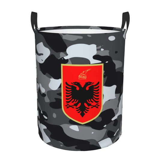 Emblem Of Albania Eagle Laundry Basket Collapsible Large Capacity Clothes Storage Bin Albanian Patriotic Baby Hamper