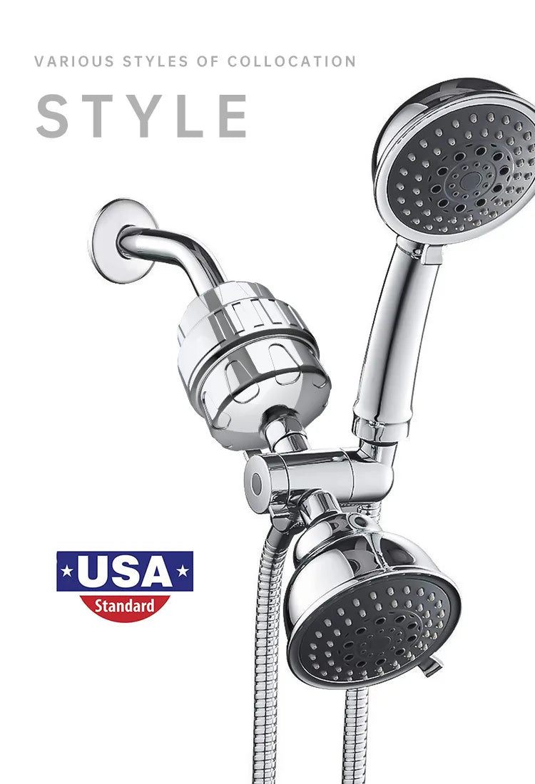 15 Stages Shower Water Filter Tap Water Remove Chlorine Heavy Metals Filtered Soften Hard Water Shower Head Filtration Purifier
