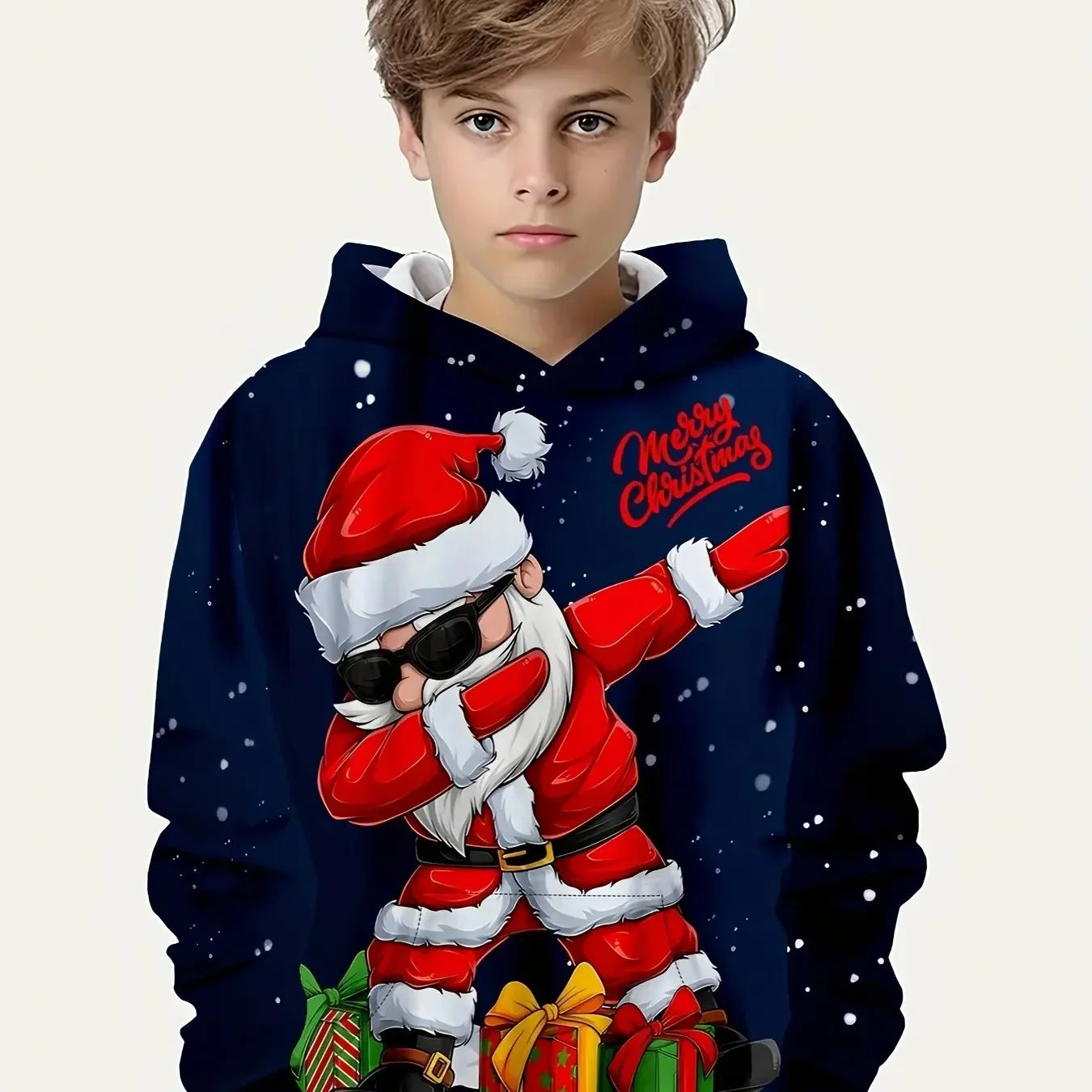 3D Printed Funny Pattern Hoodies Christmas Cool Dancing Santa Long Sleeve Loose Kids Casual Novelty Sweatshirts Autumn Winter