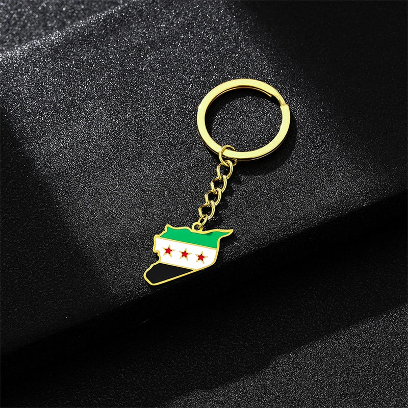 Stainless Steel Syria Map Flag Pendant Necklaces for Women Men Gold Color/Silver Color Charm Fashion Syrians Map Chain Jewelry