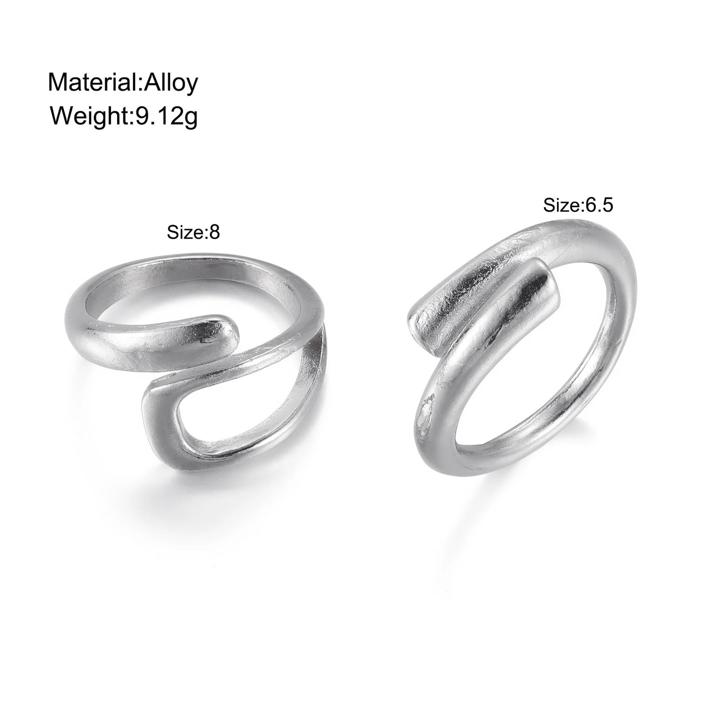 Fashion Creative Hollow Irregular Opening Rings New Minimalist Silver Color Geometric Punk Rings for Women Party Jewelry Gifts