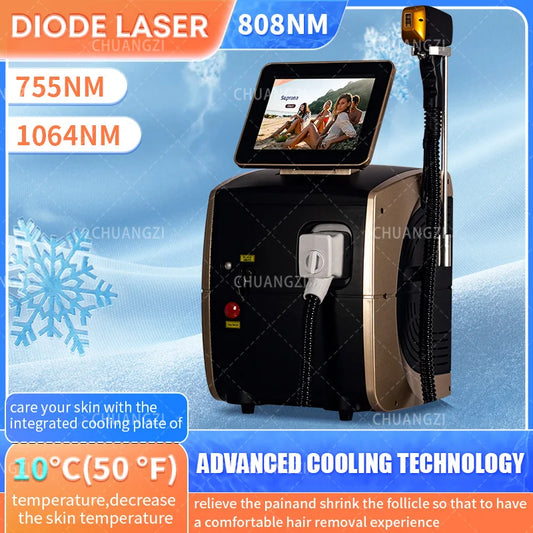 Professional Diode Ice Titanium Laser Body Hair Removal Machine 3 Wavelength 755/808/1064nm Face Hair Remove for Salon Epilator