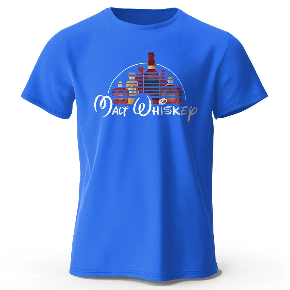 Men's Malt Whiskey Printed T-Shirt 100% Cotton Oversized Funny Graphic Tees for Men Women Summer Tops