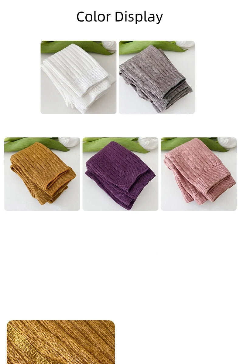 Spring Autumn Baby Children Leggings Soild Color Cotton Ribbed Pants Kids Stretch Knitting Trousers Girls Versatile Cropped Pant