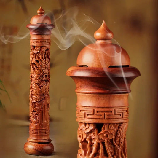 Y Vertical Redwood Solid Wood Incense Burner Wooden for Incense Sticks 29cm Living Room Stick Incense Base Home Decoration