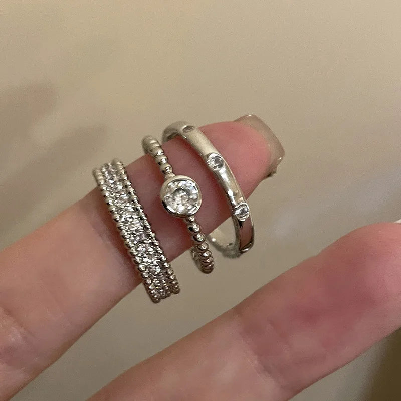 Fashion Creative Hollow Irregular Opening Rings New Minimalist Silver Color Geometric Punk Rings for Women Party Jewelry Gifts