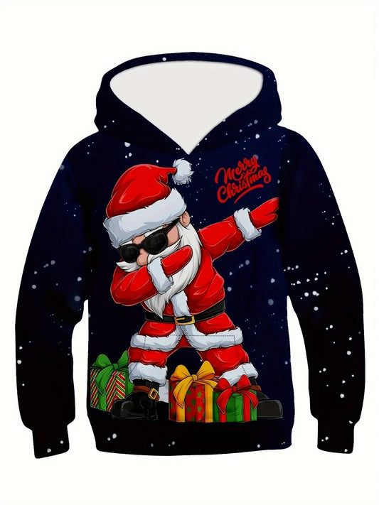 3D Printed Funny Pattern Hoodies Christmas Cool Dancing Santa Long Sleeve Loose Kids Casual Novelty Sweatshirts Autumn Winter