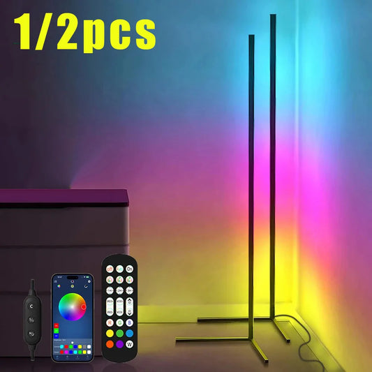 Smart RGB Dream Color Floor Lamp with Music Sync Modern 16 Million Color Changing Standing Mood Light with APP & Remote Control