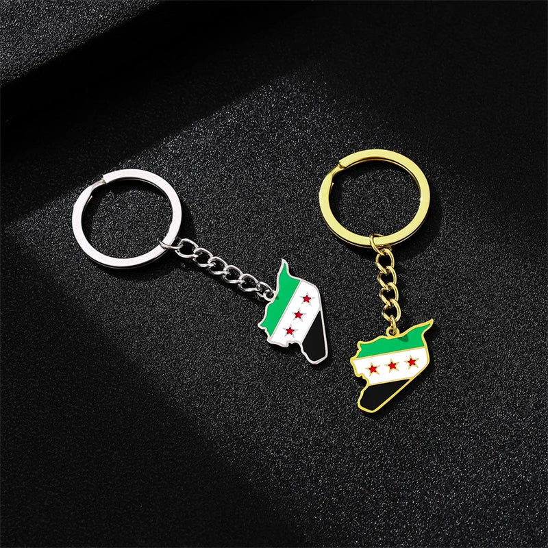 Stainless Steel Syria Map Flag Pendant Necklaces for Women Men Gold Color/Silver Color Charm Fashion Syrians Map Chain Jewelry