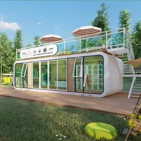 Prefabricated mobile steel structure modular 20ft 40ft shipping container restaurant prefab portable Smart Home Villa alarm kit