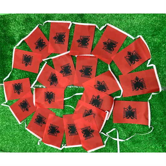 SKY FLAG Albania bunting flags 20pcs/lot 14x21cm Albania String Banner small polyester flying Buntings flags for decoration