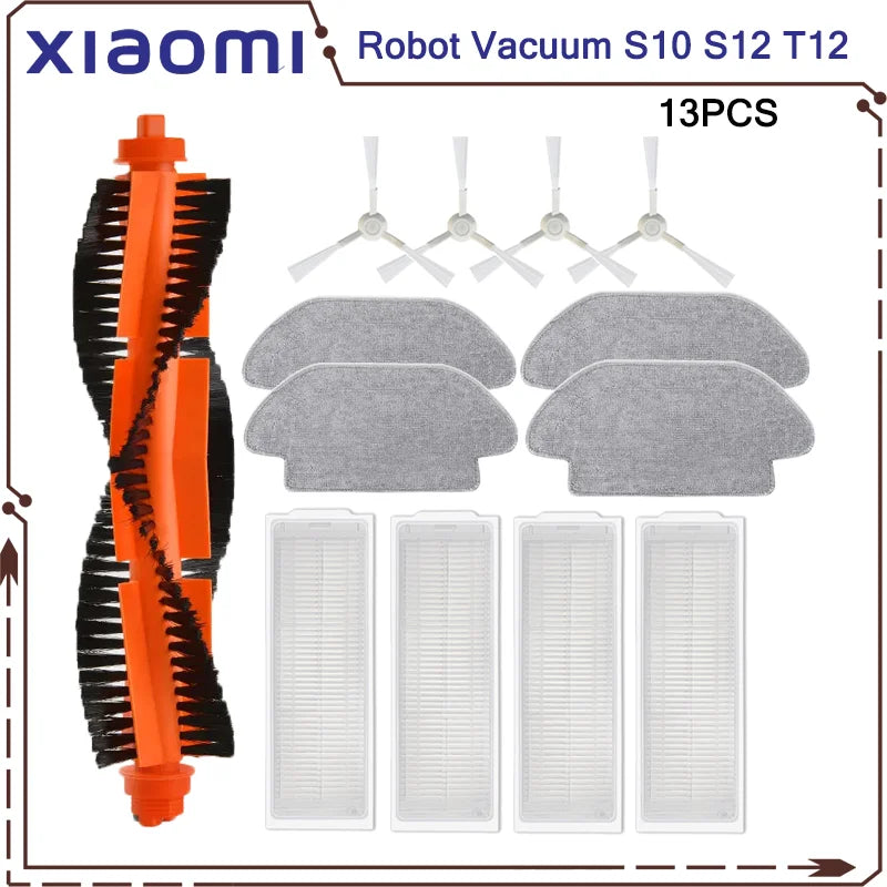 Compatible For Xiaomi Robot Vacuum S10 S12 T12 B106GL/ Mop 2S XMSTJQR2S / 3C B106CN Parts Accessories Main Side Brush Filter Mop