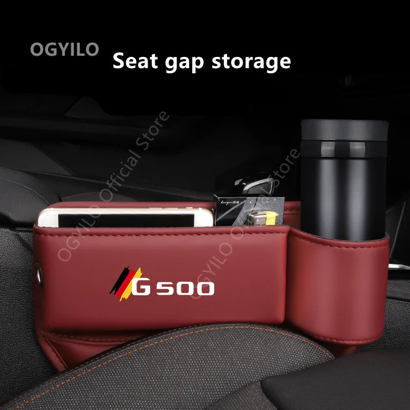 For Mercedes Benz G500 Car Seat Gap Filler Manager Leather Crevice Side Wallet Keys Card Phone Holder Storage Pocket