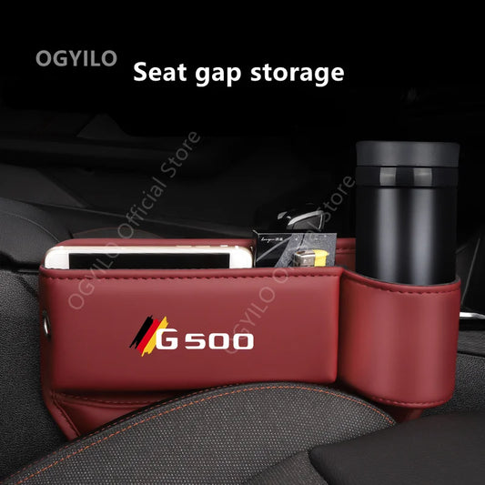 For Mercedes Benz G500 Car Seat Gap Filler Manager Leather Crevice Side Wallet Keys Card Phone Holder Storage Pocket
