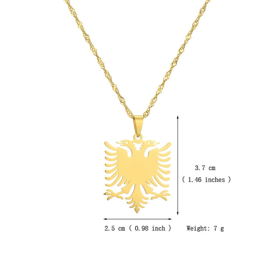 Fashion Albania Eagle Pendant Necklaces Stainless Steel Gold Color Party Birthday Wedding Jewelry Ethnic Gifts for Women Girls